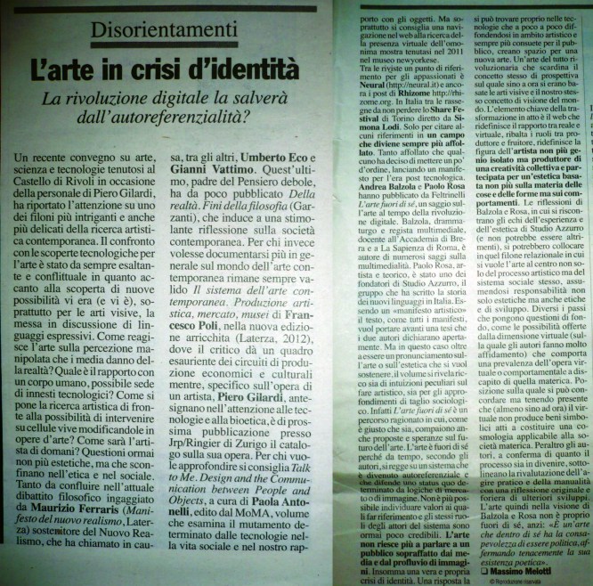 L'arte in crisi di identità